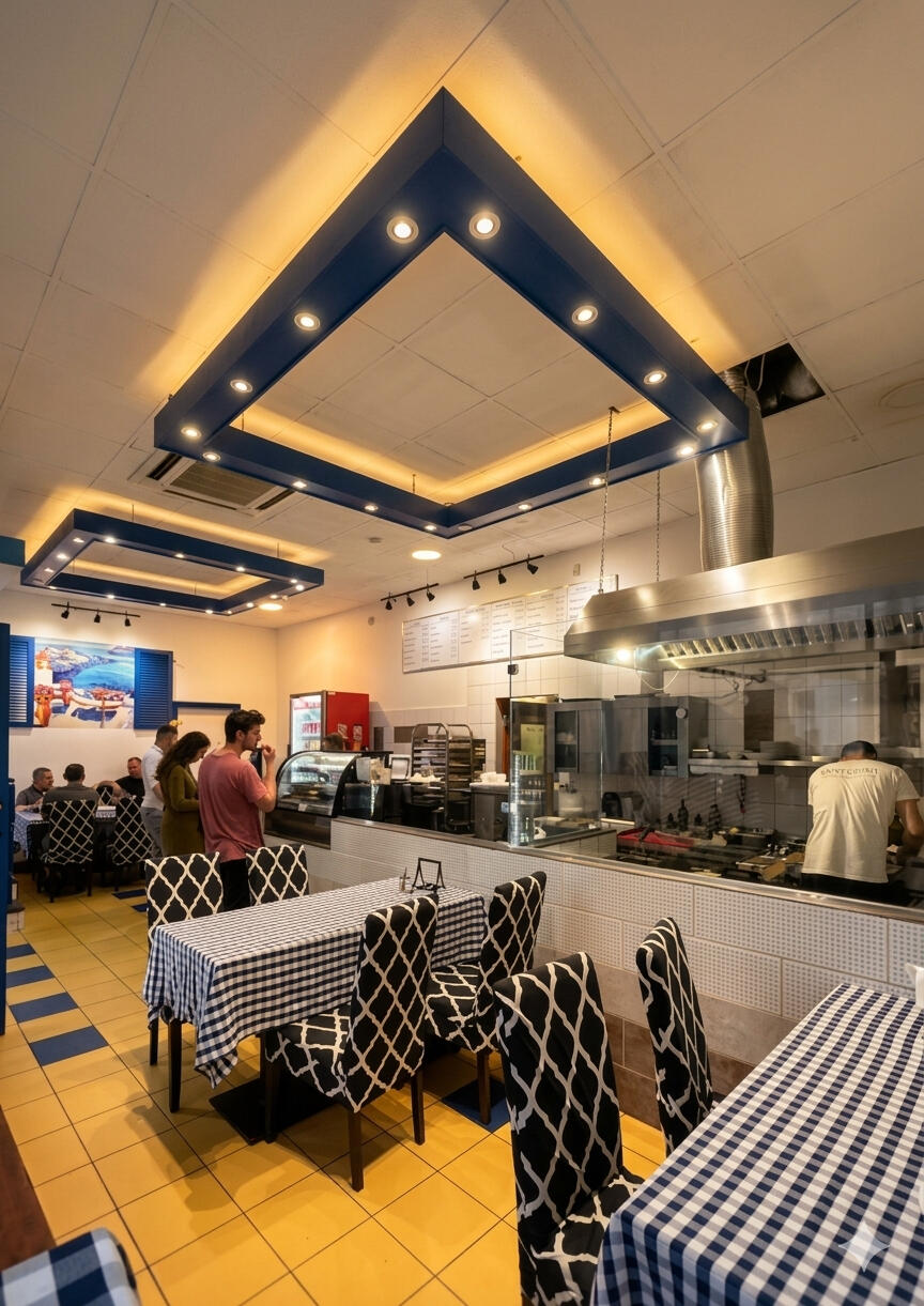 Görög étterem belső tér Budapesten Heureka Original Greek Food belső tere Budapesten a Margit körúton